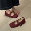 Zapatos Mary Jane de lana retro franceses con tacón oculto, zapatos de puntera partida tipo pezuña de cerdo, zapatos de boca poco profunda con felpa, zapatos de una sola pieza para mujer, zapatos cálidos de algodón