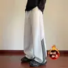 Pantalones de Hombre Otoño e Invierno Estilo Americano Rayados Sueltos Rectos Hombres 2025 Nuevos Estudiantes Deportivos Casuales Pantalones de Chándal