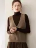 Otoño 2026 Nuevo Chaleco de Una Pieza Sin Costuras de Cachemira Pura Chaleco de Punto sin Mangas Otoño/Invierno Chaleco sin Mangas con Cuello en V Grande para Superponer
