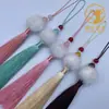 Recordando a Xiangfei Bola de Pelo de 12 cm Borla con Cuentas Colgante de Traje Antiguo Accesorios Hanfu Cheongsam Manualidades Accesorios de Vestimenta