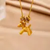 Novo Colar Estilo Chinês com Design Tradicional Banhado a Ouro, Apresentando um Pequeno Pingente de Cavalo Tang Cravejado com Diamantes e Colar de Corda Trançada, Atacado