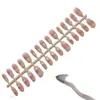 Uñas Postizas de Gasa Rosa Melocotón Forma Ovalada Corta con Perlas de Cristal Ojo de Gato Chica Dulce Para el Trabajo Deseo Puro Manicura Pre-fabricada