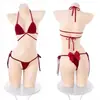 Top Sexy de Puro Deseo de Manga Larga Transparente Verano Bikini Tentación Playera Sexy Blusa de Tres Piezas Talla Grande