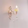 Luminária de Parede de Cristal Estilo Europeu, Luminária de Parede de Jade, Luminária de Parede de Liga de Zinco, Luminária de Cabeceira Aconchegante para Quarto, Iluminação para Sala de Estar, Corredor