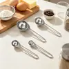 Juego de Tazas y Cucharas Medidoras de Acero Inoxidable con Escala Herramienta Medidora para Hornear Cuchara para Condimentos Cuchara Medidora para Café