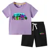 Camiseta infantil de verano 2023, nueva ropa infantil de comercio exterior, pantalones de manga corta de algodón coreano para niños, traje de dos piezas