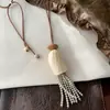 Nuevo collar de perlas con borla y carcasa de madera estilo chino, cadena para clavícula con ambiente festivo, accesorio de colgante largo de diseño nicho