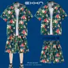 Traje de Viaje Camisa de Manga Corta para Hombre Camisa de Playa Costera Pantalones Cortos Casuales de Vacaciones Tallas Grandes Pantalones de Tres Cuartos Ropa de Pareja