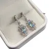 Pendientes Transfronterizos de Aguamarina Natural para Mujer, Joyería de Plata 925 de Gama Alta de Nicho, Venta Directa de Fábrica de Joyería 4*6