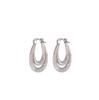 Fábrica de joyas de Qingdao, venta al por mayor, pendientes de diseño de lujo ligeros de nicho estilo ins europeo y americano, pendientes dobles ovalados con diamantes para mujer