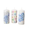 Nuevas Velas Cilíndricas con Calcomanías de Colores, Velas Creativas sin Humo y sin Olor para Decoración y Arreglos, Velas Duraderas, Venta al por Mayor de Fabricantes