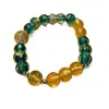 Pulseira de Jade de Seda Dourada Natural Lótus de Gelo com Ágata Multicolorida e Acessórios de Vidro, Mesmo Estilo da Pulseira Amuleto do Templo Five-Tai Mountain
