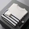 Suéter de Lana para Hombre Rayas Estilo Marino Cuello Redondo Combinación de Colores Jersey Manga Larga Suéter de Lana Grosor Medio Otoño e Invierno
