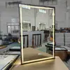Espelho Antiembaçante de Parede Iluminado por LED, Espelho de Penteadeira Doméstico, Espelho de Lavatório de Banheiro, Espelho Ultra-Branco com Moldura Quadrada de Metal