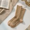 Calcetines de Lana de Otoño e Invierno Calcetines Gruesos de Rizo Calientes Combinan con Todo Calcetines de Media Caña Suaves Marrón Cera Cachemira Calcetines de Algodón para Mujer