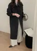 Abrigo de lana de doble cara de alta gama estilo coreano para mujer, de longitud media, con cuello de muñeca, estampado pequeño de cerezas, abrigo de cachemira y lana engrosado y cálido