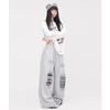 Pantalones de Chándal Retro de Hip-Hop Street Jazz Grises con Cordón, Marca de Calle de Baile de Calle de Moda, "Estampado Rasgado"