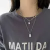 Estilo Frío ~ Collar con Colgante de Cadena Apilada de Doble Capa para Mujer Todo Fósforo ins Accesorios Hip-Hop Diseño de Nicho Cadena para la Clavícula