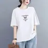 Verão 2026 Novo Tamanho Grande Solto Fino Gola Redonda Feminino Roupa de Mãe Comércio Exterior Manga Curta Camiseta Top Estiloso
