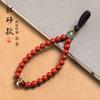 Cinnabar Llavero Colgante Cadena Año de Nacimiento del Zodíaco Buda para el Año del Caballo Creativo Unisex Paz Plata Pura Jade Hetian