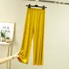 Pantalones Largos de Algodón Modal Finos Versátiles de Volantes Acampanados de Cintura Alta Pierna Ancha para Mujer Sueltos Talla Grande Adelgazantes