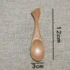Cuchara de madera pequeña al por mayor con grabado gratuito, cuchara de bambú, cuchara para miel sin barnizar, cuchara de mango largo para sopa, cuchara para regalo