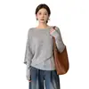 Año Estilo Perezoso Chal Gris Tejido para Mujer Otoño Falso Dos Piezas Longitud Media Top Súper Atractivo