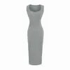 91630-2026 Primavera/Verano Nuevo Vestido Camiseta Adelgazante Ceñido a la Cintura Estilo Europeo y Americano Sexy Cuello Cuadrado Falda Bodycon
