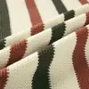 Polo de Punto Retro Americano con Cuello en V y Calado para Hombre, Manga Corta, Verano, Corte Holgado, Estilo de Alta Gama, Camiseta Fresca de Rayas de Media Manga