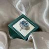 S925 prata chapeada platina incrustada Topázio (Céu azul) anel