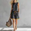 Conjunto de Pantalones Anchos sin Mangas con Bloques de Color de Nuevo Estilo Transfronterizo Europeo y Americano para Mujer, Conjunto Informal de Moda de Dos Piezas para Mujer, Verano t