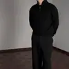 2025 Suéter de Punto de Cuello Medio para Hombre Gris Holgado Casual Engrosado 2025 Otoño Jersey de Punto de Manga Larga Negro