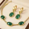 Conjunto de Joias de Aço Inoxidável Brincos Pulseira Corrente Osso de Cobra Esmeralda Estilo Europeu e Americano Ouro 18K Simples Moda Joias de Aço Titânio