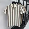 Camisa Polo de Manga Corta para Hombre de Verano con Rayas Verticales, Tejido de Punto, Cuello de Tijera Casual, Camiseta de Manga Corta de Moda para Hombre