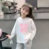 Camiseta infantil de algodão puro de manga longa, novos tops estilosos para meninas, blusa básica fofa e versátil para bebês