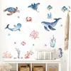 Br1072F Pegatinas de Pared Autoadhesivas de Peces de Coral del Océano de Dibujos Animados para Niños Habitación Infantil Dormitorio Pegatinas de Decoración de Pared de Fondo