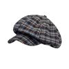 Sombrero octogonal de nubes de gran tamaño con cuadros rojos para mujer, estilo retro británico, versátil, de pintor, con cara visible, pequeño, para vendedor de periódicos.