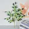 Ramas Artificiales de Árbol Banyan, Hojas de Árbol Banyan Recubiertas de Plástico con Bordes Blancos, Árbol Banyan para Paisajismo de Supermercado, Vegetación de Jardín, Plantas Verdes