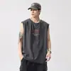 Camiseta sin mangas de manga corta para hombre 2026 nuevo verano cuello redondo estampada juvenil deportiva fitness absorbente de sudor hombros anchos chaleco