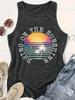 Camiseta sin mangas con estampado costero de AliExpress y Amazon, gran oferta, para primavera y verano, cuello redondo, chaleco de comercio exterior para mujer.