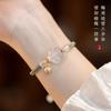 Pulseira de Ágata Natural Flor de Lótus para Mulheres, Pulseira Trançada Feita à Mão, Pulseira de Casal, Amizade Artística Ajustável Presente