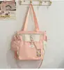 Mochila soft girl muito estilosa, mini bolsa mini ins, conjunto de mochila de duas peças para estudantes universitárias para passeios de primavera