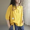Top de Color Sólido con Estampado de Letras en Relieve, Cuello Redondo, Manga Corta, Estilo Coreano, Holgado, Adelgazante, Casual, Versátil, Nuevo para Verano 2025