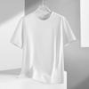 Camiseta de Algodón con Amoníaco Líquido de Manga Corta para Hombre Verano Fresca Cuello Redondo Manga Media Camiseta Básica Base Top Seda Ligera Camiseta Ligera