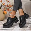 Mocasines para Mujer 2025 Otoño Nuevo Estilo Británico con Cordones Zapatos Pequeños de Cuero para Mujer Suela Gruesa Piel de Vaca de Primera Capa Planos Zapatos de Trabajo