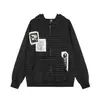 Urso Mágico Novo Americano Leve Retrô Jaqueta com Zíper Listrada Design de Patch Blusa de Moletom com Capuz