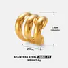 Moda Europeia e Americana Anel Exagerado de Aço Inoxidável para Mulheres Ouro 18K Simples Estilo Ins Anel de Design de Ponta Joias Atacado