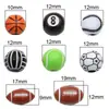 Cuentas de Bolas Acrílicas Cuentas de Bolas de Béisbol Fútbol Pulsera Cuentas de Rugby Cadena para Teléfono Móvil DIY Cuentas con Números y Letras de Billar