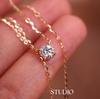 Clásico atemporal S925 chapado en oro de 18K colgante de plata esterlina de circonita de diamante único para combinar con todo cadena de clavícula collar regalo para mujer