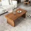 Mesa de centro para sala de estar de apartamento pequeno, de madeira maciça, placa inteira, madeira original simples, borda natural, retangular nórdica, mesa de chá popular na internet